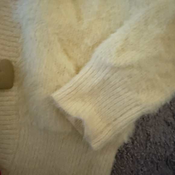 Cozy Cream Cardigan Sweater with Heart Accents - Picture 4 of 6